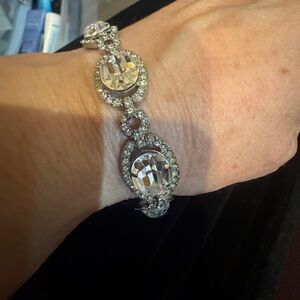 {Givenchy} Crystal Line Bracelet‎ Bold silver tone NWOT